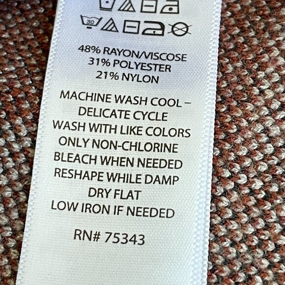 Rachel Zoe Plaid Mock Neck Sweater Rust Ivory Long Sleeve Women’s Medium Twee - Picture 11 of 12